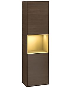 Villeroy und Boch Finion cabinet F460HFGN 41.8x151.6x27cm, left, shelf gold matt lacquer, walnut veneer