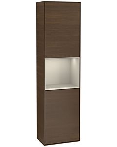 Villeroy und Boch Finion Hochschrank F460HHGN 41,8x151,6x27cm, links, Regal Sand Matt Lacquer, Walnut veneer