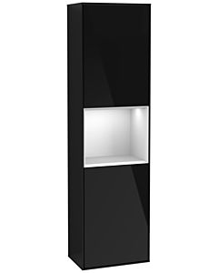 Villeroy und Boch Finion cabinet F460MTPH 41.8x151.6x27cm, left, shelf White Matt Lacquer , Glossy Black Lacquer