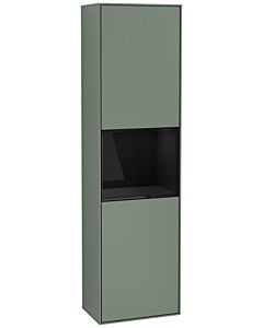 Villeroy und Boch Finion Hochschrank F460PHGM 41,8x151,6x27cm, links, Regal Glossy Black Lacquer, Olive Matt Lacquer