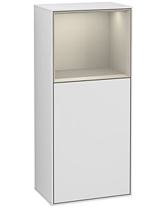 Villeroy und Boch Finion Seitenschrank F500HHMT 41,8x93,6x27cm, links, Regal oben Sand Matt, White matt lacquer