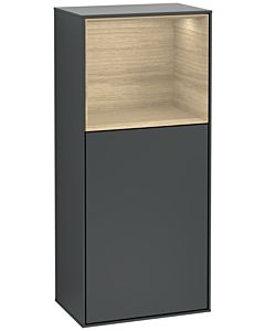 Villeroy und Boch Finion Seitenschrank F500PCHG 41,8x93,6x27cm, links, Regal oben Oak Veneer, Midnight Blue Matt Lacquer