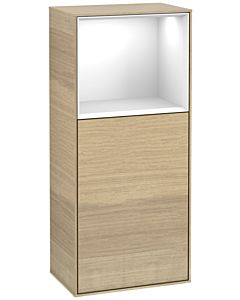 Villeroy und Boch Finion armoire latérale F510GFPC 41.8x93.6x27cm, droite, étagère au-dessus Glossy White , Oak Veneer
