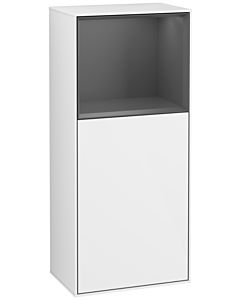 Villeroy und Boch Finion armoire latérale F510GKGF 41.8x93.6x27cm, droite, étagère supérieure Anthracite mat, Laque blanc brillant