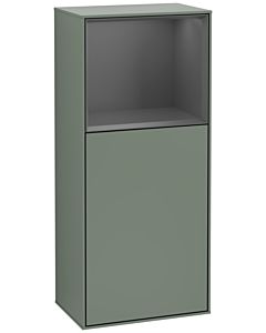 Villeroy und Boch Finion Seitenschrank F510GKGM 41,8x93,6x27cm, rechts, Regal oben Anthracite Matt, Olive Matt Lacquer
