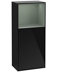 Villeroy und Boch Finion side cabinet F510GMPH 41.8x93.6x27cm, right, shelf above olive matt, Glossy Black Lacquer