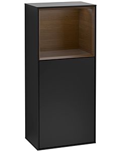 Villeroy und Boch Finion Seitenschrank F510GNPD 41,8x93,6x27cm, rechts, Regal oben Walnut veneer, Black matt lacquer