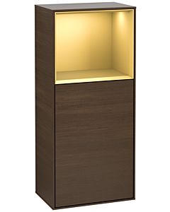 Villeroy und Boch Finion armoire latérale F510HFGN 41.8x93.6x27cm, droite, étagère au dessus de l&#39;or mat, placage noyer