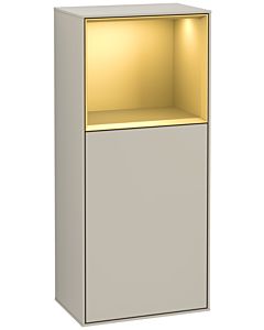 Villeroy und Boch Finion Seitenschrank F510HFHH 41,8x93,6x27cm, rechts, Regal oben Gold Matt, Sand Matt Lacquer