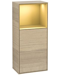Villeroy und Boch Finion Seitenschrank F510HFPC 41,8x93,6x27cm, rechts, Regal oben Gold Matt, Oak Veneer