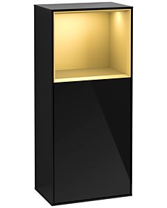 Villeroy und Boch Finion armoire côté F510HFPH 41.8x93.6x27cm, à droite, étagère au- dessus mat or, Glossy Black Lacquer