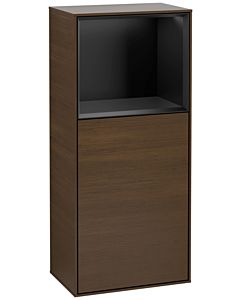 Villeroy und Boch Finion Seitenschrank F510PDGN 41,8x93,6x27cm, rechts, Regal oben Black matt, Walnut veneer