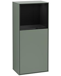 Villeroy und Boch Finion Seitenschrank F510PHGM 41,8x93,6x27cm, rechts, Regal oben Glossy Black, Olive Matt Lacquer