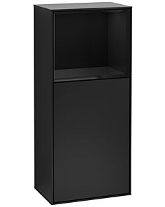 Villeroy und Boch Finion Seitenschrank F510PHPD 41,8x93,6x27cm, rechts, Regal oben Glossy Black, Black matt lacquer