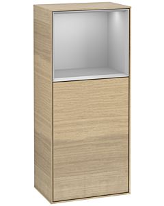 Villeroy und Boch Finion side cabinet F520GJPC 41.8cm, left, charging station, shelf Gray Matt Lacquer, Oak Veneer