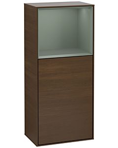 Villeroy und Boch Finion Seitenschrank F520GMGN 41,8cm, links, Ladestation, Regal Olive Matt Lacquer, Walnut veneer