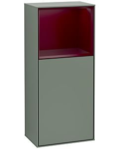 Villeroy und Boch Finion side cabinet F520HBGM 41.8cm, left, charging station, shelf Peony Matt Lacquer, Olive Matt Lacquer