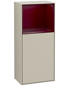 Villeroy und Boch Finion side cabinet F520HBHH 41.8cm, left, charging station, shelf Peony Matt Lacquer, Sand Matt Lacquer