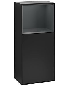 Villeroy und Boch Finion side cabinet F520HGPD 41.8cm, left, charging station, shelf Midnight Blue Matt Lacquer , black matt lacquer