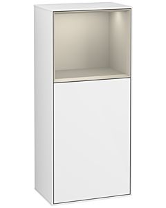 Villeroy und Boch Finion armoire côté F520HHGF 41.8cm, à gauche, la station de charge, une étagère Sand Matt Lacquer , laque blanc brillant