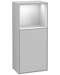 Villeroy und Boch Finion armoire latérale F520MTGJ 41,8 cm, gauche, station de charge, étagère laqué blanc mat, gris clair mat