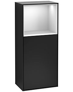 Villeroy und Boch Finion side cabinet F520MTPD 41.8cm, left, charging station, shelf White matt lacquer, Black matt lacquer