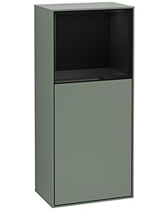 Villeroy und Boch Finion armoire latérale F520PHGM 41.8cm, à gauche, la station de charge, étagère Glossy Black Lacquer , Olive Matt Lacquer