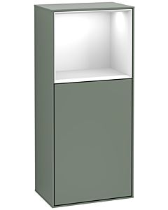 Villeroy und Boch Finion Seitenschrank F530GFGM 41,8cm, rechts, Ladestation, Regal Glossy White Lacquer, Olive Matt Lacquer