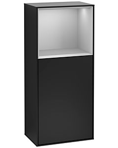 Villeroy und Boch Finion armoire latérale F530GJPD 41,8 cm, droite, station de charge, étagère Grey Matt Lacquer, Black matt laququer