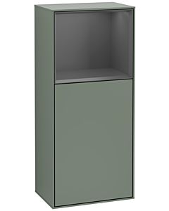 Villeroy und Boch Finion Seitenschrank F530GKGM 41,8cm, rechts, Ladestation, Regal Anthracite Matt Lacquer, Olive Matt Lacquer
