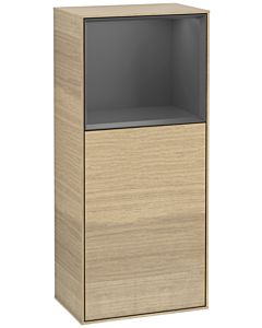 Villeroy und Boch Finion armoire latérale F530GKPC 41.8cm, droite, station de charge, étagère Anthracite Matt Laque, Oak Veneer