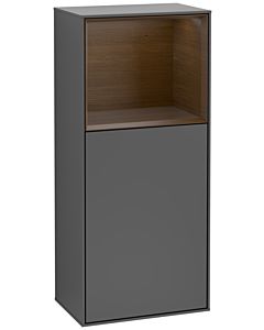 Villeroy und Boch Finion armoire latérale F530GNGK 41,8 cm, droite, station de charge, étagère placage noyer, anthracite mat