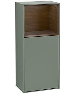Villeroy und Boch Finion side cabinet F530GNGM 41.8cm, right, charging station, shelf Walnut Veneer , Olive Matt Lacquer