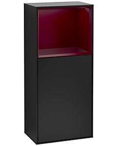 Villeroy und Boch Finion side cabinet F530HBPD 41.8cm, right, charging station, shelf Peony Matt Lacquer, Black matt lacquer
