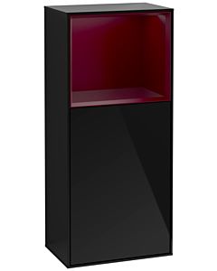 Villeroy und Boch Finion Seitenschrank F530HBPH 41,8cm, rechts, Ladestation, Regal Peony Matt Lacquer, Glossy Black Lacquer