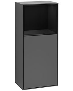 Villeroy und Boch Finion side cabinet F530PHGK 41.8cm, right, charging station, shelf Glossy Black Lacquer , anthracite matt