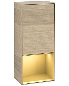 Villeroy und Boch Finion Seitenschrank F540HFPC 41,8x93,6x27cm, links, Regal unten Gold Matt, Oak Veneer
