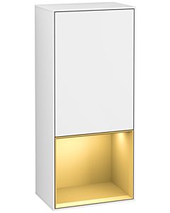 Villeroy und Boch Finion side cabinet F550HFGF 41.8x93.6x27cm, right, shelf below matt gold, glossy white lacquer