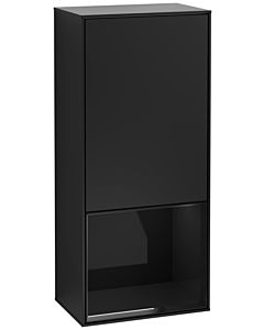 Villeroy und Boch Finion Seitenschrank F550PHPD 41,8x93,6x27cm, rechts, Regal unten Glossy Black, Black matt lacquer