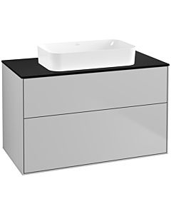 Villeroy und Boch Finion Waschtischunterschrank F64200GJ 100x60,3x50,1mm, Glass Black Matt, Light grey matt