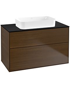 Villeroy und Boch Finion Villeroy und Boch F64200GN 100x60,3x50,1mm, verre noir mat, placage noyer