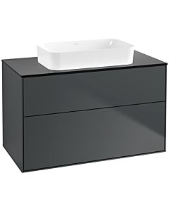 Villeroy und Boch Finion Waschtischunterschrank F64200HG 100x60,3x50,1mm, Glass Black Matt, Midnight Blue Matt Lacquer