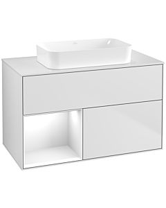 Villeroy und Boch Finion Waschtischunterschrank F651GFMT 100x60,3x50,1cm, Regal links Glossy white lacquer, White matt lacquer