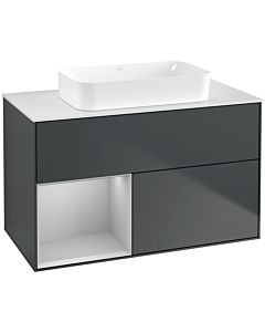 Villeroy und Boch Finion Waschtischunterschrank F651GJHG 100x60,3x50,1cm, Regal links Light grey matt, Midnight Blue Matt Lacquer