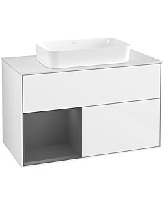 Villeroy und Boch Finion Villeroy und Boch F651GKGF 100x60.3x50.1cm, étagère gauche anthracite mat, laqué blanc brillant