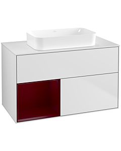 Villeroy und Boch Finion Waschtischunterschrank F651HBMT 100x60,3x50,1cm, Regal links Peony, White matt lacquer