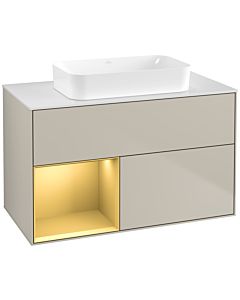 Villeroy und Boch Finion Villeroy und Boch F651HFHH 100x60.3x50.1cm, étagère gauche or mat, Sand Matt Lacquer