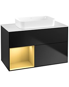 Villeroy und Boch Finion Villeroy und Boch F651HFPD 100x60.3x50.1cm, étagère gauche or mat, laqué noir mat