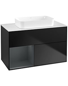 Villeroy und Boch Finion Villeroy und Boch F651HGPD 100x60.3x50.1cm, étagère à gauche Midnight Blue Matt Lacquer , laqué noir mat