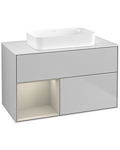 Villeroy und Boch Finion Villeroy und Boch F651HHGJ 100x60.3x50.1cm, étagère à gauche Sand Matt Lacquer , gris clair mat